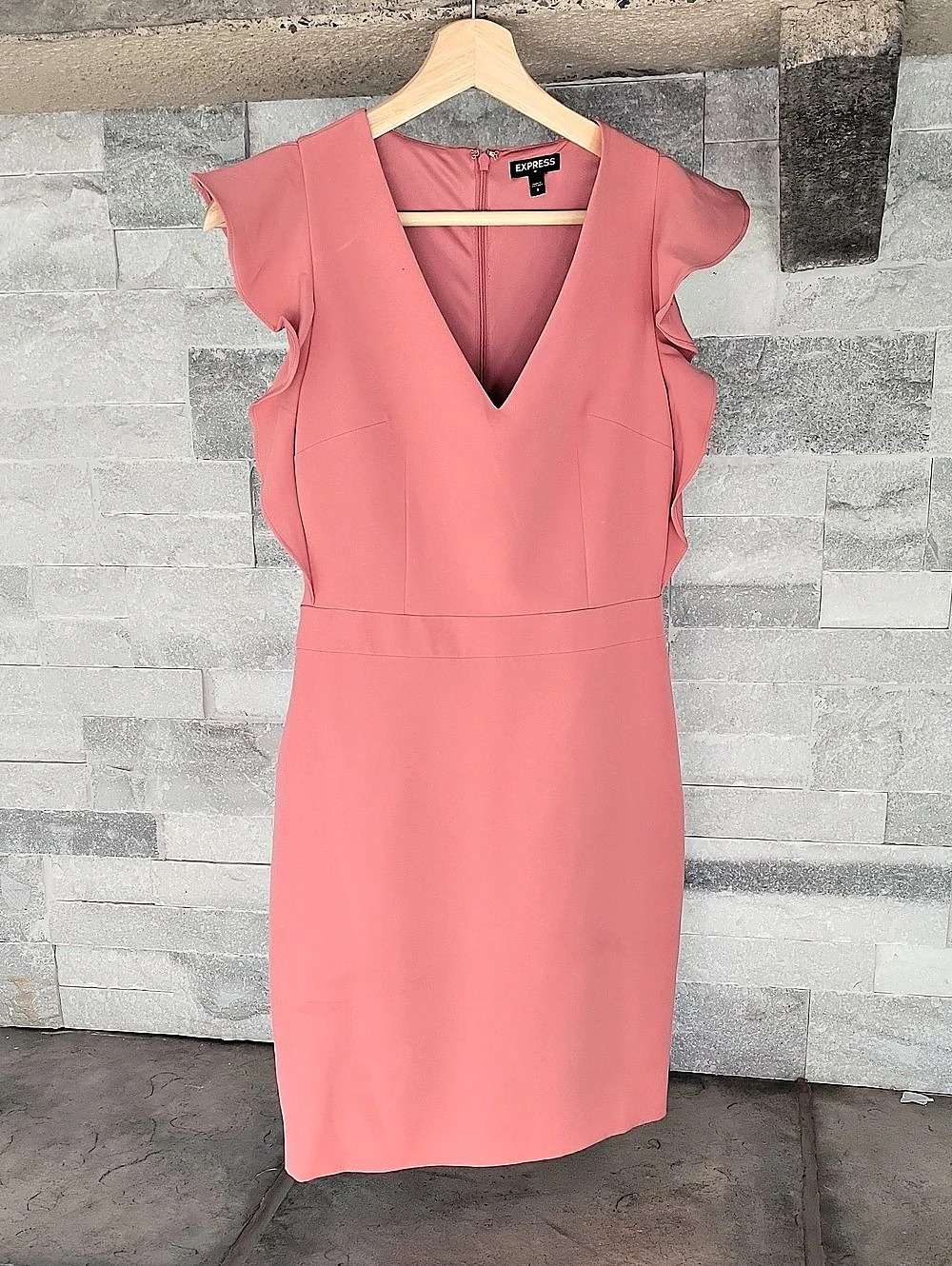 Pink Ruffle Sleeve Mini Dress